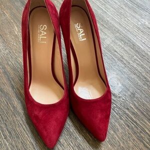 Salinas Red Suede Pointed-Toe Pumps